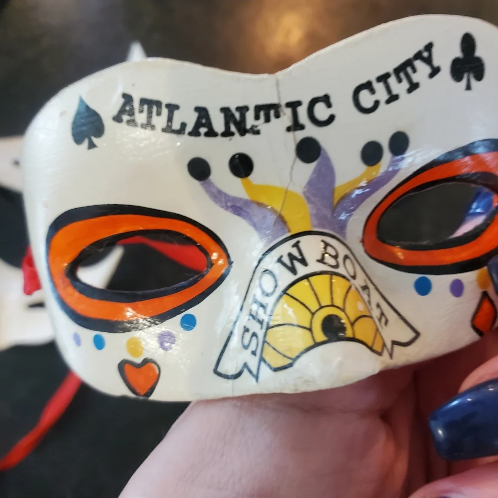 Vintage Showboat Atlantic City paper mache Mardi Gras masks - Set of 3